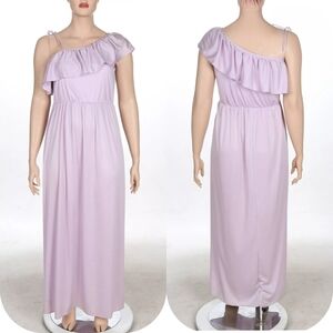 Dance Allure Vintage 80s Purple Maxi Bridesmaid Party Prom Dress sz 16